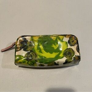 Kate Spade Green and Black Floral Cosmetic Bag